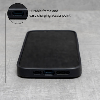 PORTER RILEY - Leather Case for iPhone 14 Pro Max. Premium Genuine Leather Slim Back/Bumper/Shell/Shockproof Case