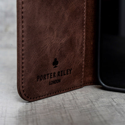 iPhone 5S / 5 Leather Case. Premium Slim Genuine Leather Stand Case/Cover/Wallet (Chocolate Brown)