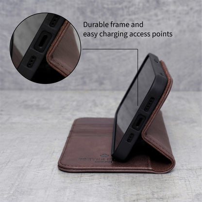 iPhone 5S / 5 Leather Case. Premium Slim Genuine Leather Stand Case/Cover/Wallet (Chocolate Brown)