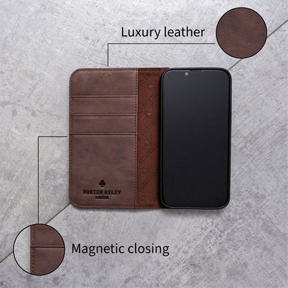 iPhone 5S / 5 Leather Case. Premium Slim Genuine Leather Stand Case/Cover/Wallet (Chocolate Brown)