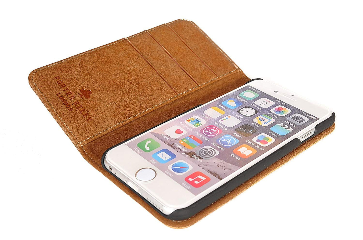 iPhone 5S / 5 Leather Case. Premium Slim Genuine Leather Stand Case/Cover/Wallet (Tan)