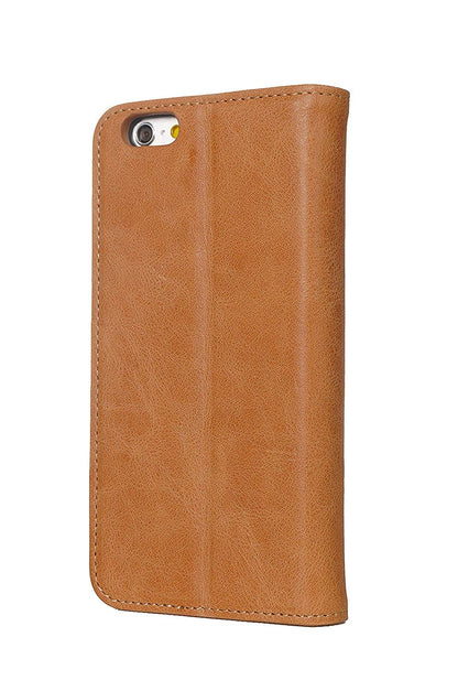 iPhone 5S / 5 Leather Case. Premium Slim Genuine Leather Stand Case/Cover/Wallet (Tan)